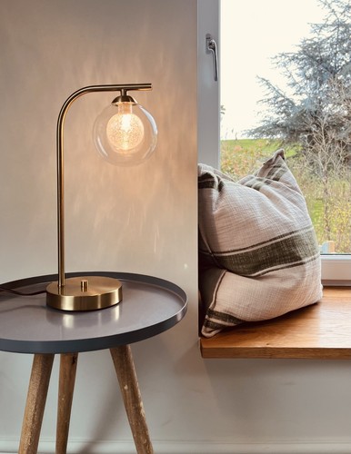 Gold table lamp with glass - table,