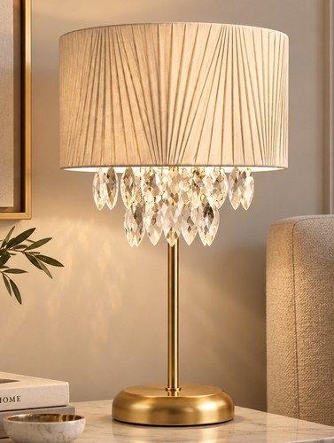 Gold table lamp cream - gold,