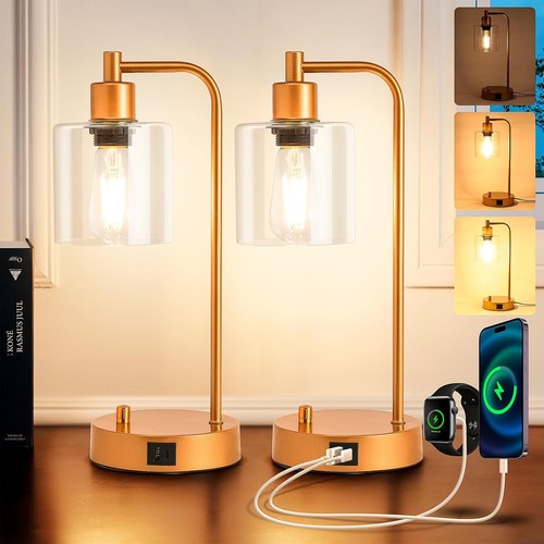 Homelist gold bedside lamp set - gold,