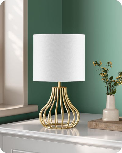 Bedside lamp small gold - small, white